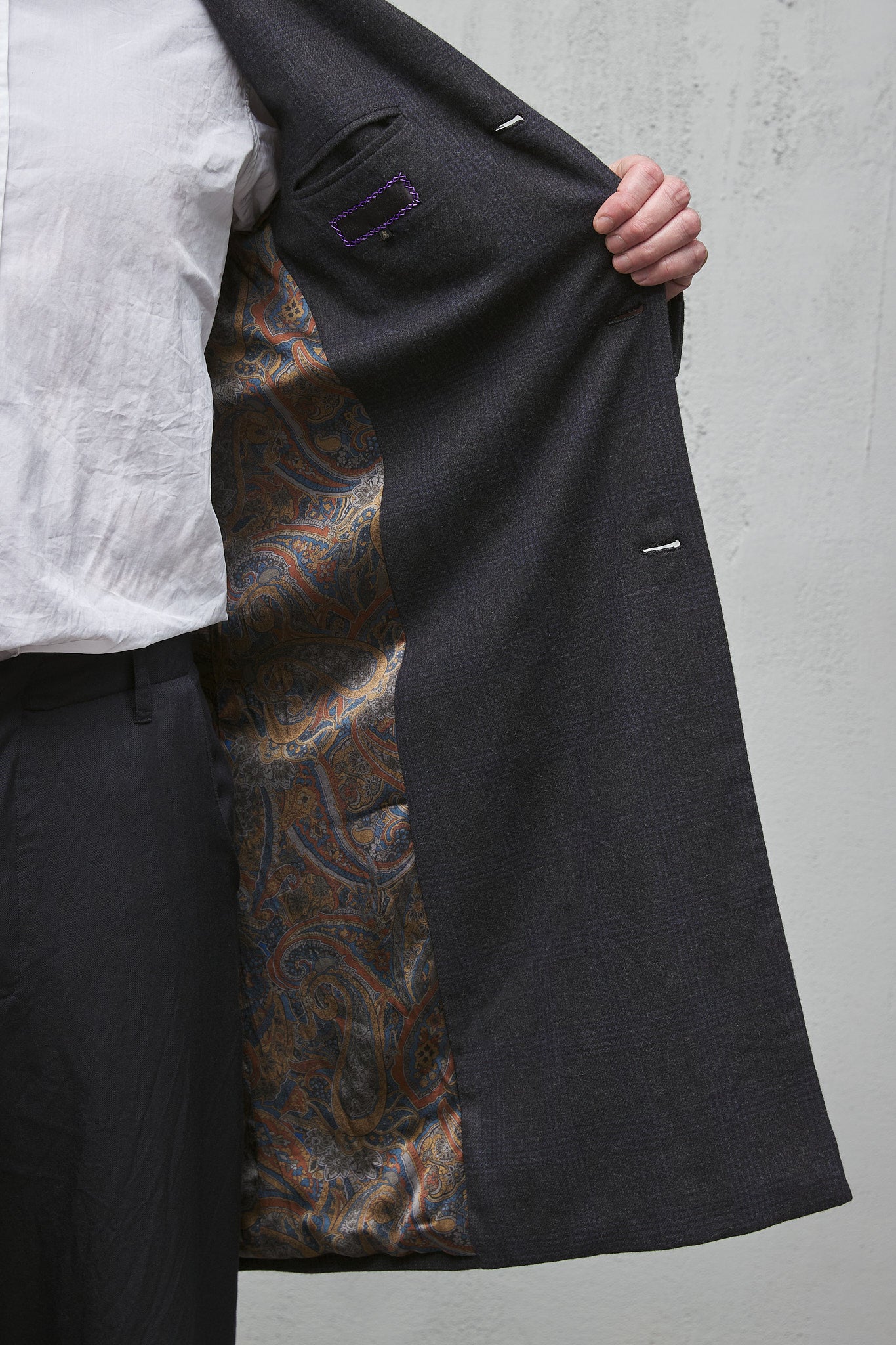 Geoffrey B. Small Men's Single Breasted Top Coat in Piacenza 1733 'Cocoon' Vicunya and Baby Cashmere