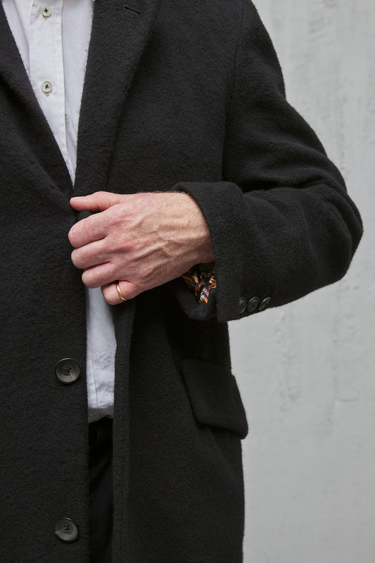 Geoffrey B. Small Men's 3 Button Long Coat in Piacenza 1733 Pure 3-Ply Alashan Cashmere