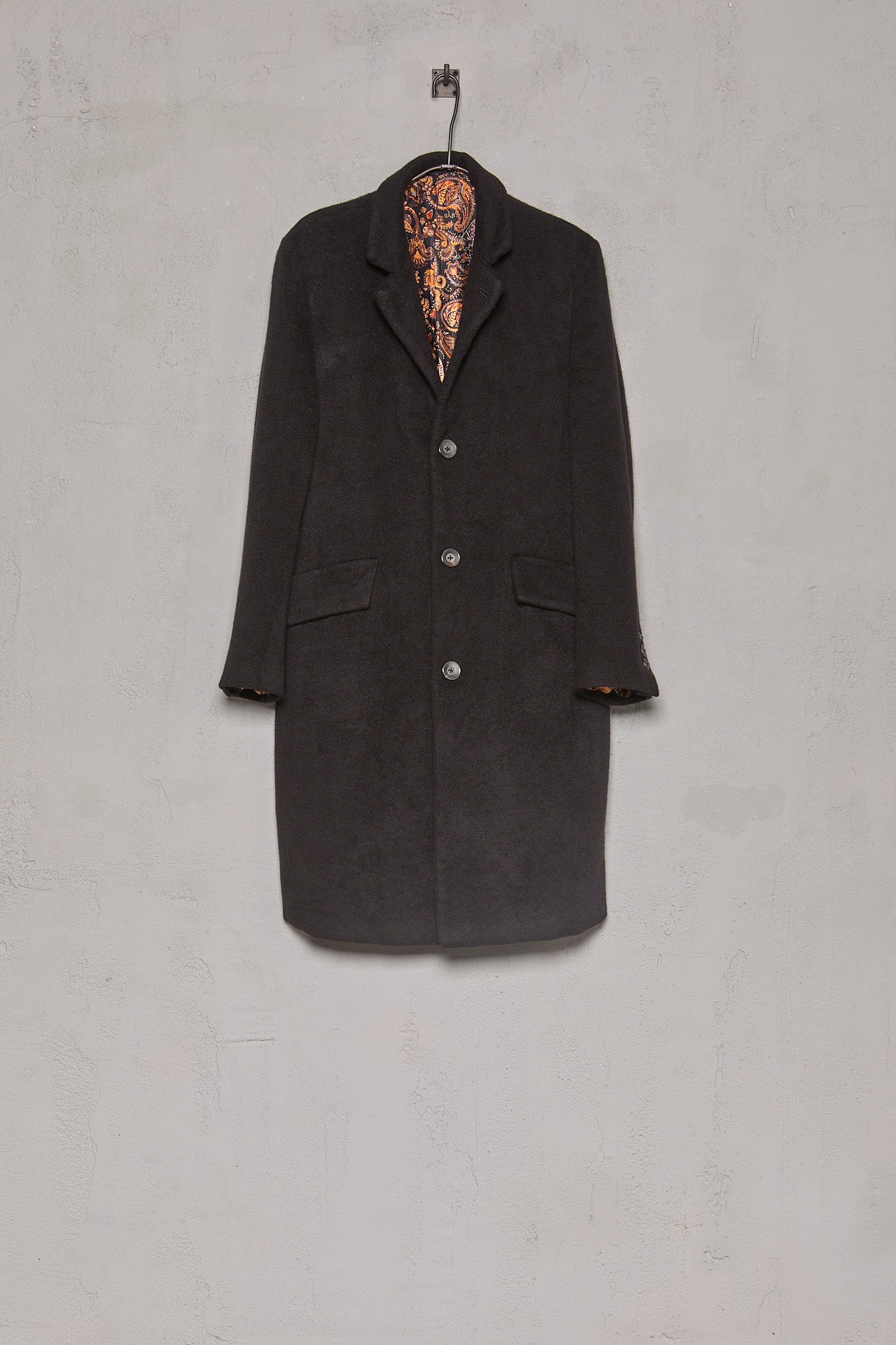 Geoffrey B. Small Men's 3 Button Long Coat in Piacenza 1733 Pure 3-Ply Alashan Cashmere