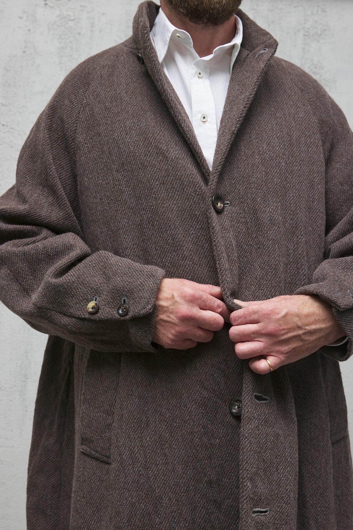 Geoffrey B. Small Men's Oversize Overcoat in La Columbina 'Alpago' wool