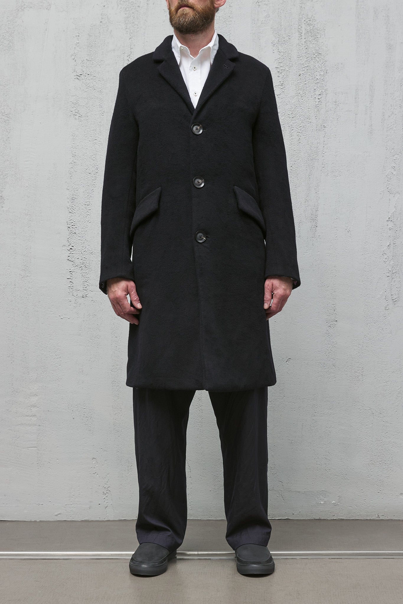 Geoffrey B. Small Men's Long Coat in Piacenza  3-Ply Alashan Cashmere superlux