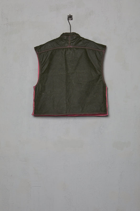 Anecho Womens Stand Collar Puffy Vest in Green Wax