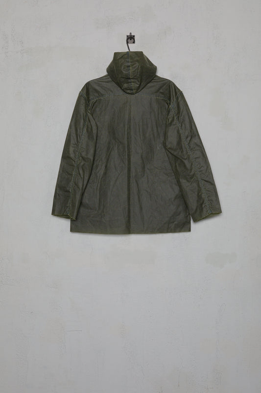 Anecho Mens Hooded Snap-front Jacket In Wax Cotton