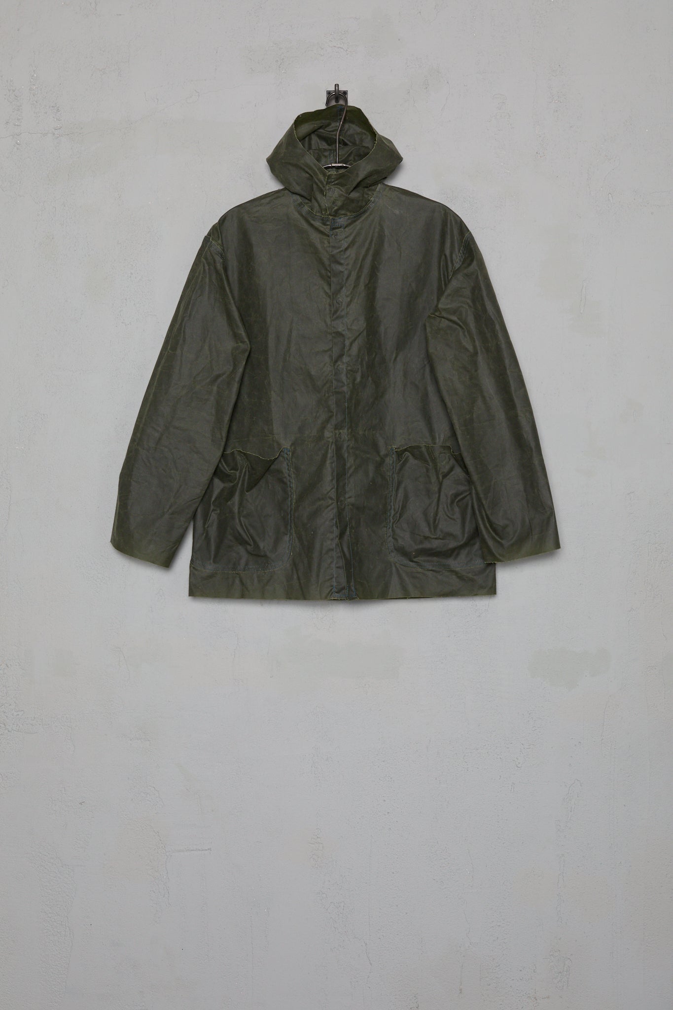 Anecho Mens Hooded Snap-front Jacket In Wax Cotton