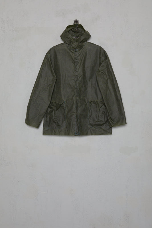 Anecho Mens Hooded Snap-front Jacket In Wax Cotton