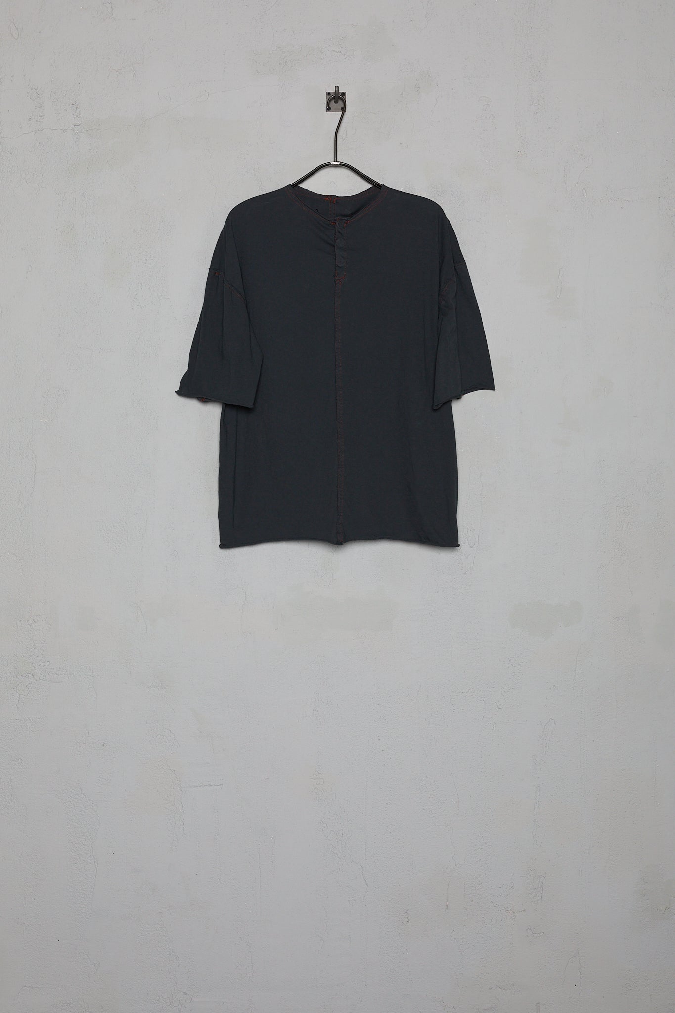 Anecho Men's Front Snap T Shirt In Hand Dyed Light Cotton Jersey