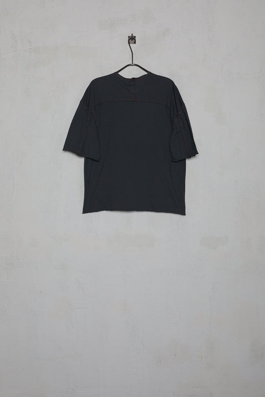 Anecho Men's Front Snap T Shirt In Hand Dyed Light Cotton Jersey