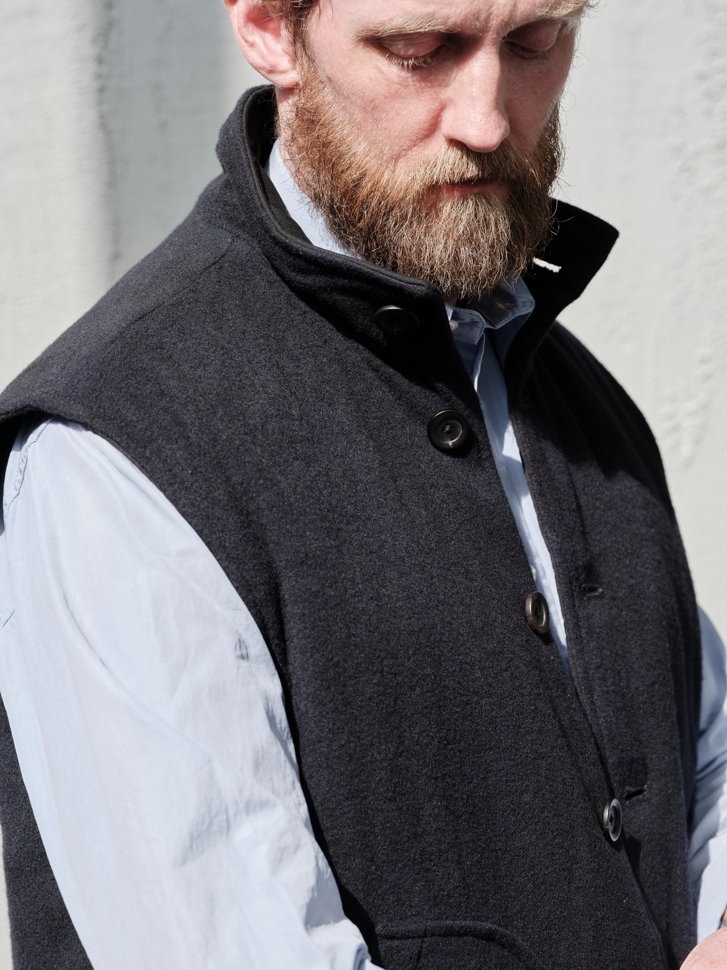 Geoffrey B. Small Men's Reversible Waistcoat in Bella Super 120 'Tasmanian' wool & Biella Cashmere