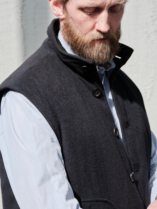 Geoffrey B. Small Men's Reversible Waistcoat in Bella Super 120 'Tasmanian' wool & Biella Cashmere