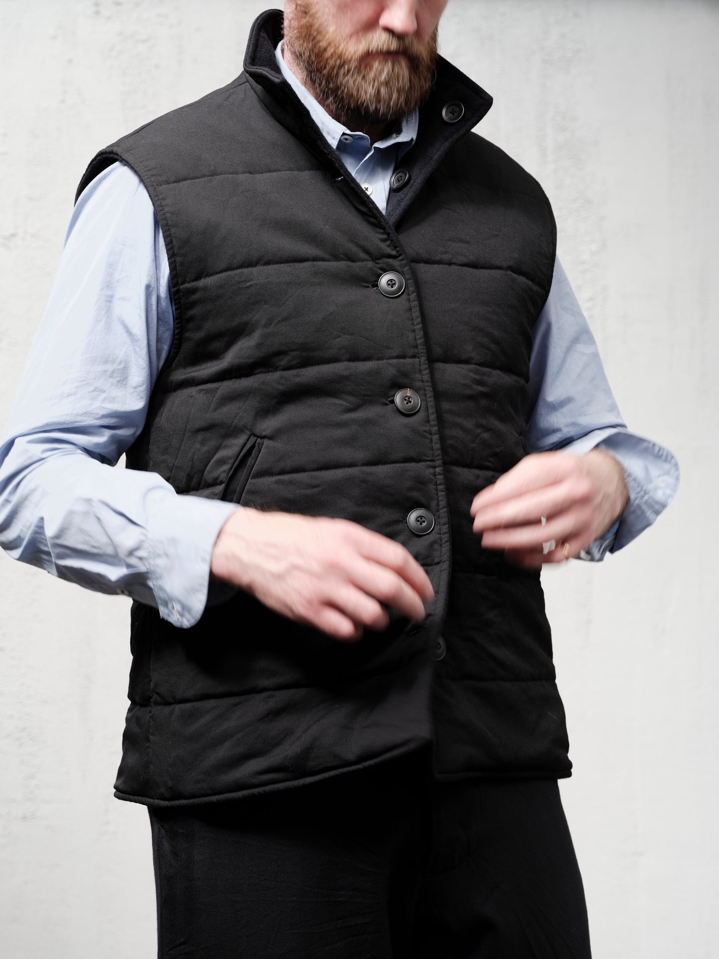 Geoffrey B. Small Men's Reversible Waistcoat in Bella Super 120 'Tasmanian' wool & Biella Cashmere