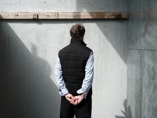 Geoffrey B. Small Men's Reversible Waistcoat in Bella Super 120 'Tasmanian' wool & Biella Cashmere