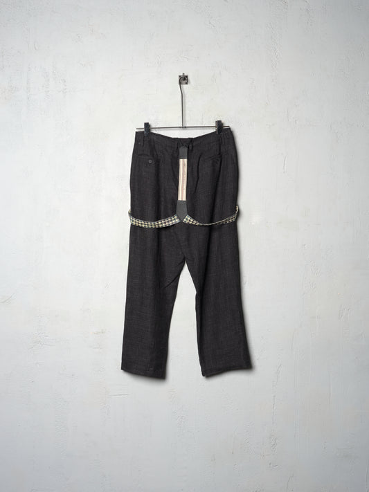 Geoffrey B. Small Men's 1940s Suspender Trouser in 'Armageddon' Wool & Linen Plaid