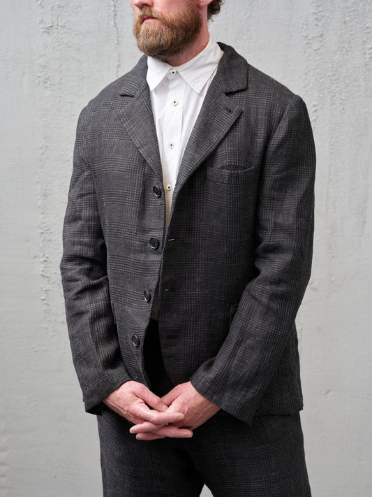 Geoffrey B. Small Men's Classic Jacket in 'Armageddon' Wool & Linen Plaid