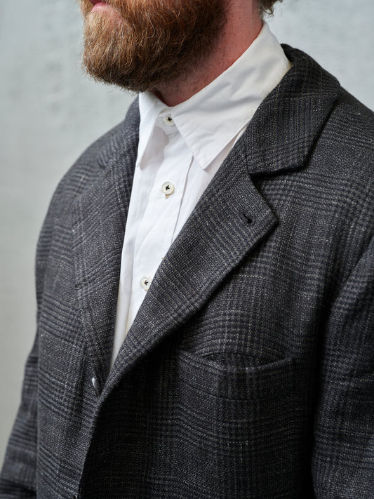 Geoffrey B. Small Men's Classic Jacket in 'Armageddon' Wool & Linen Plaid