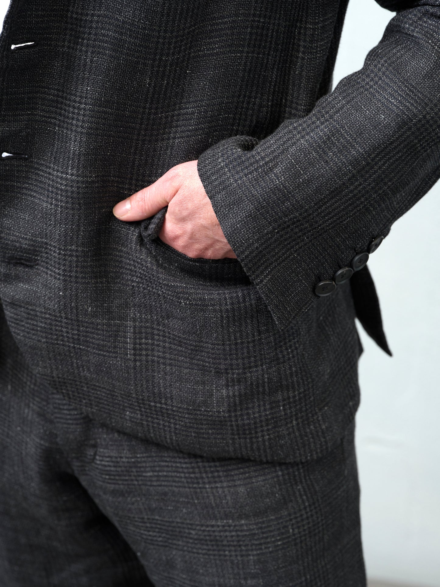 Geoffrey B. Small Men's Classic Jacket in 'Armageddon' Wool & Linen Plaid