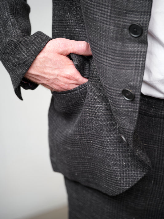 Geoffrey B. Small Men's Classic Jacket in 'Armageddon' Wool & Linen Plaid