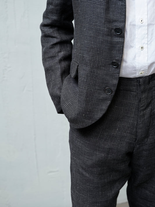 Geoffrey B. Small Men's Classic Jacket in 'Armageddon' Wool & Linen Plaid