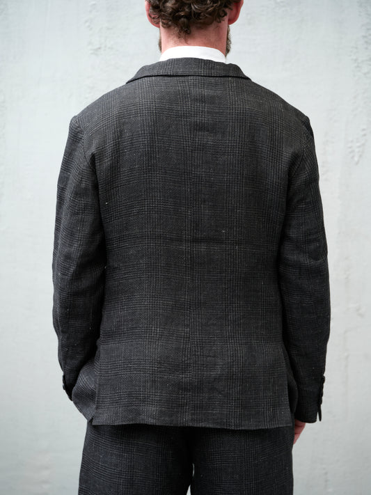 Geoffrey B. Small Men's Classic Jacket in 'Armageddon' Wool & Linen Plaid