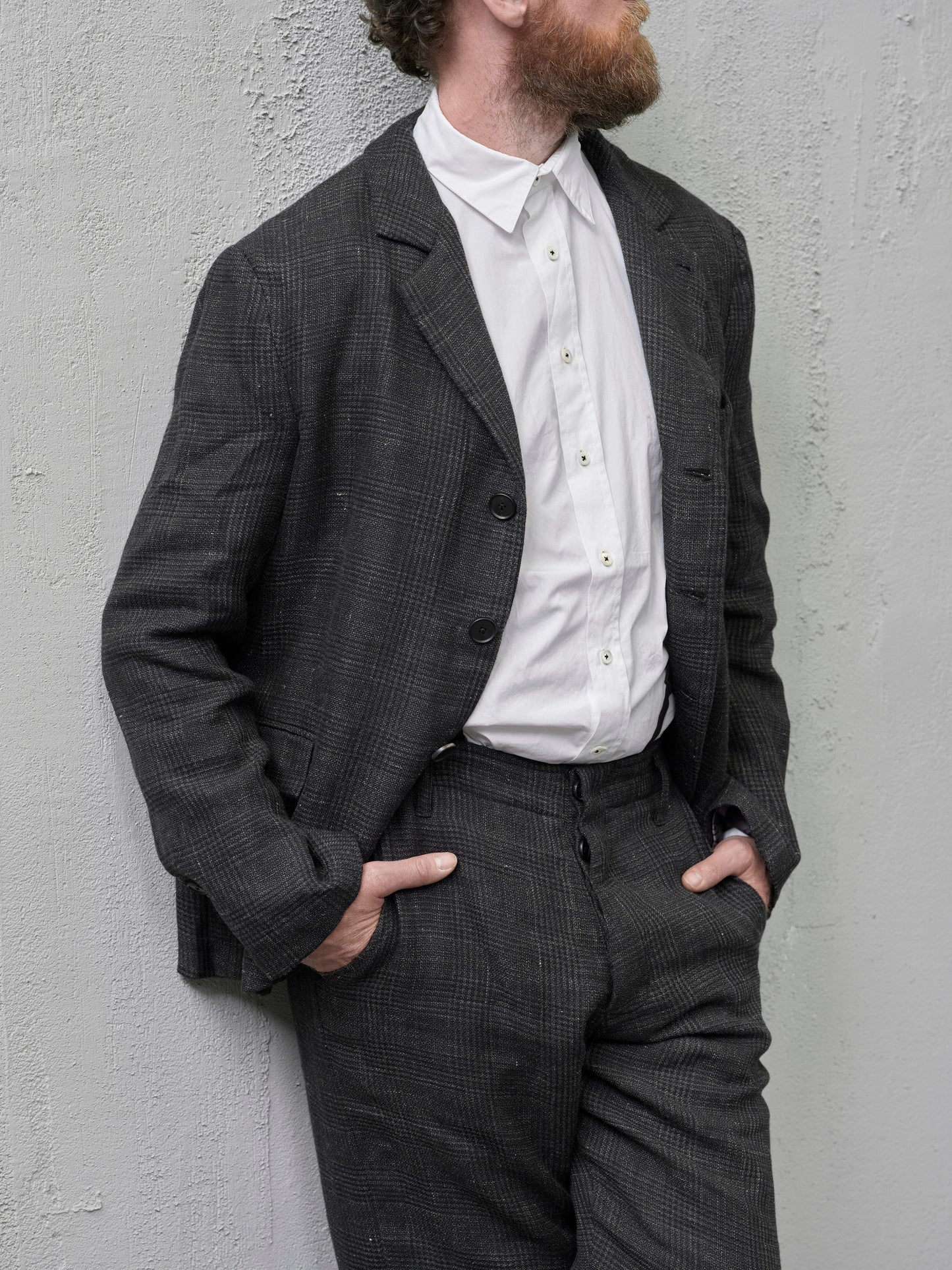 Geoffrey B. Small Men's Classic Jacket in 'Armageddon' Wool & Linen Plaid