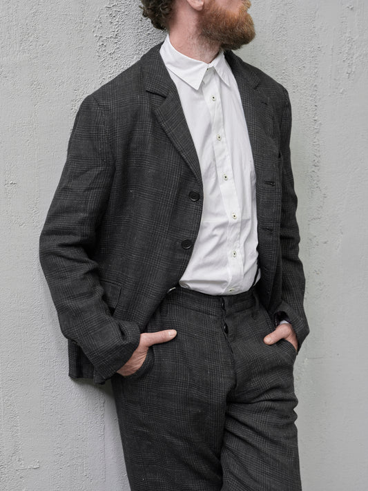 Geoffrey B. Small Men's Classic Jacket in 'Armageddon' Wool & Linen Plaid