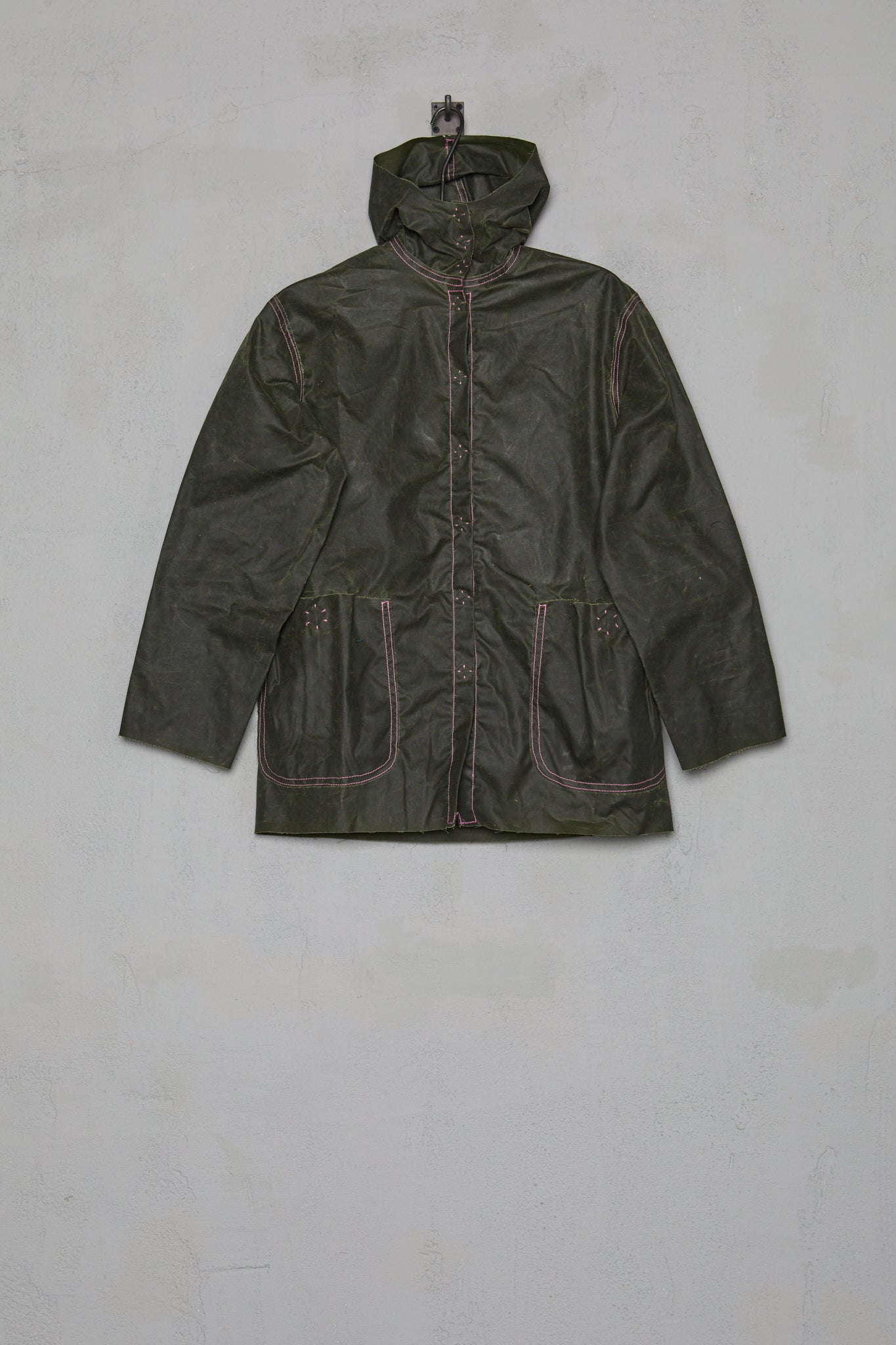 Anecho Womens Hooded Snap-front Jacket In Wax Cotton