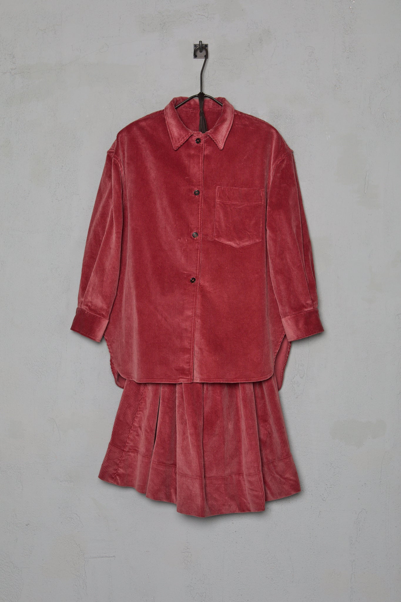 Amy Revier Womens Skirt & Shirt Set in Soft Pink Yorkshire Corduory