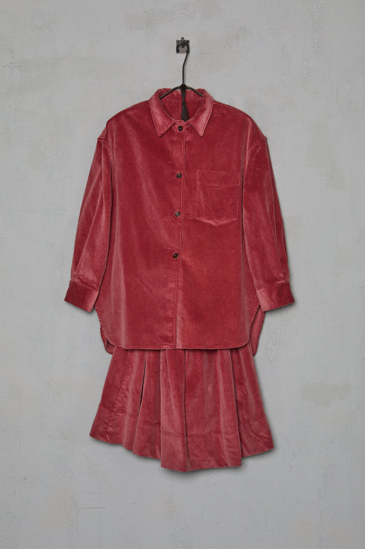 Amy Revier Womens Skirt & Shirt Set in Soft Pink Yorkshire Corduory