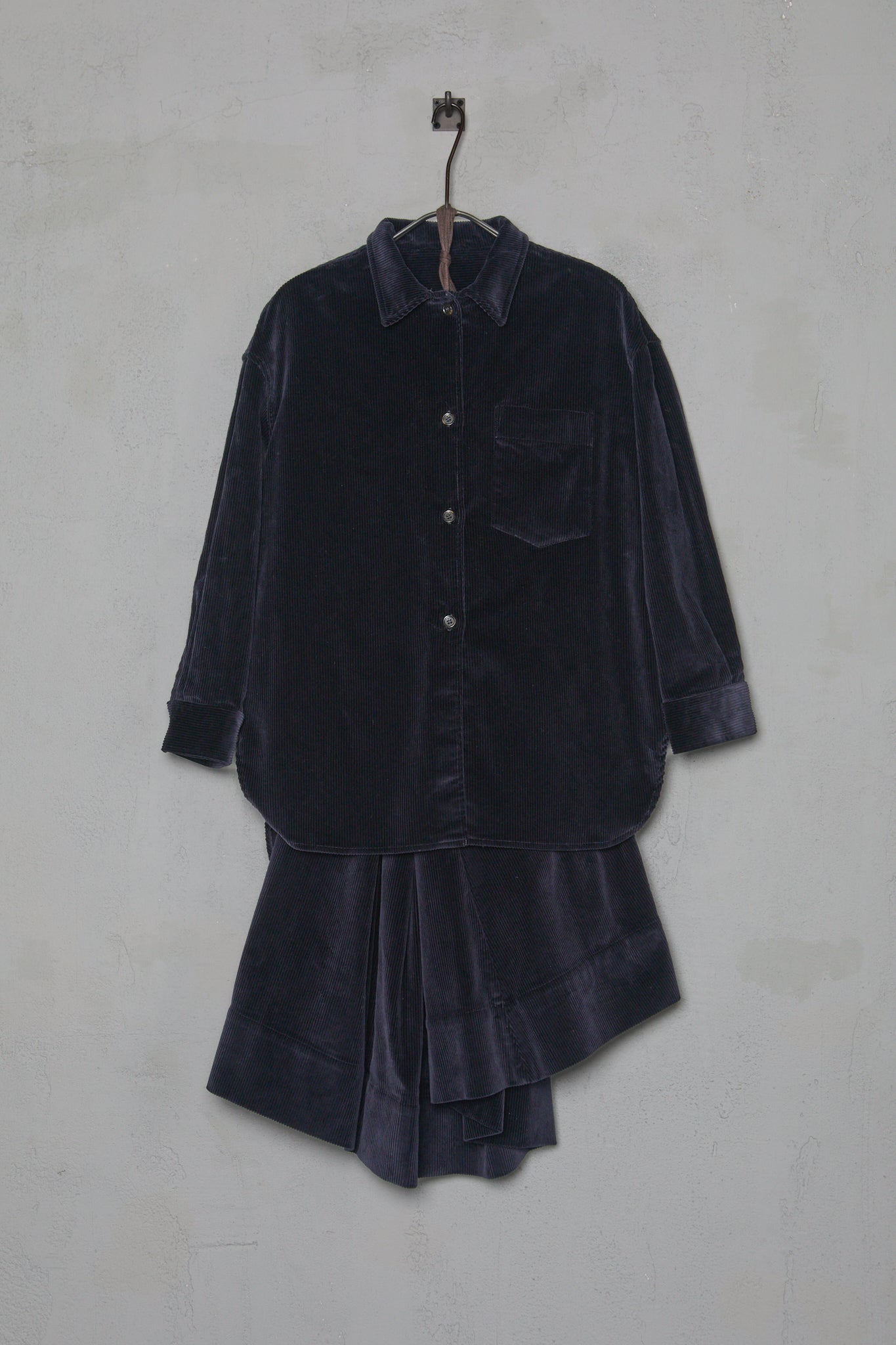 Amy Revier Womens Skirt & Shirt Set in Dark Navy Yorkshire Corduory
