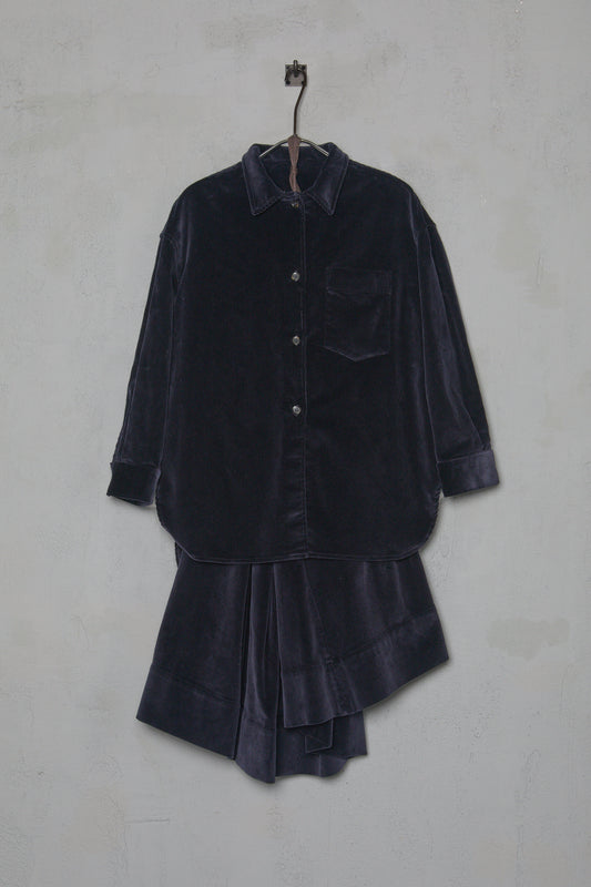 Amy Revier Womens Skirt & Shirt Set in Dark Navy Yorkshire Corduory