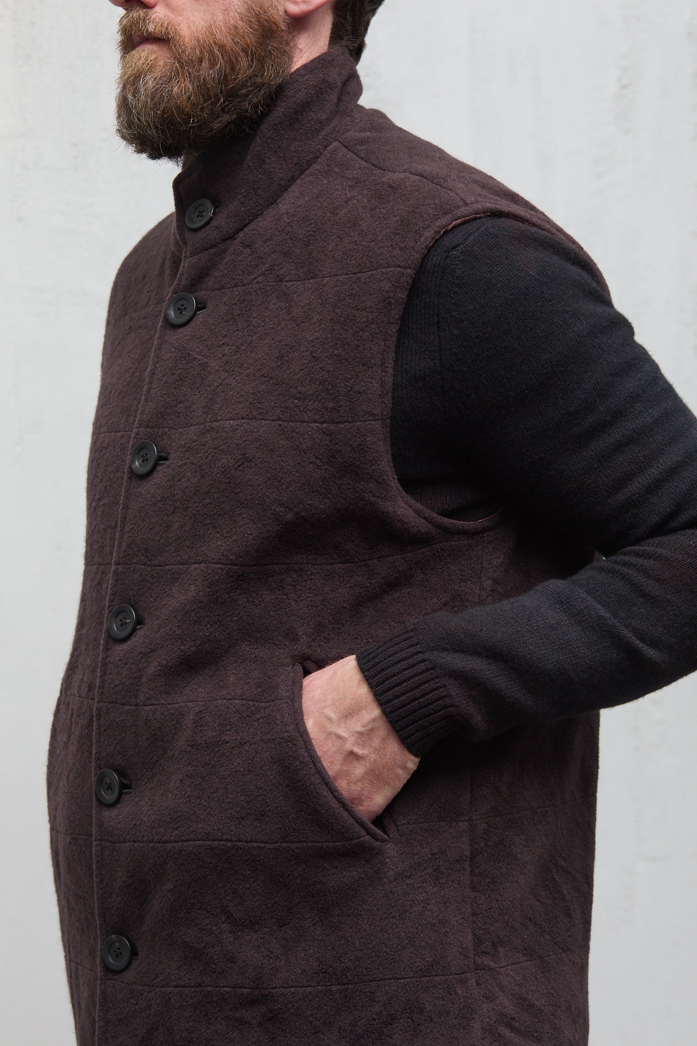 Geoffrey B. Small Men's Reversible Quilted Waistcoat in Alashan 3 Ply Cashmere