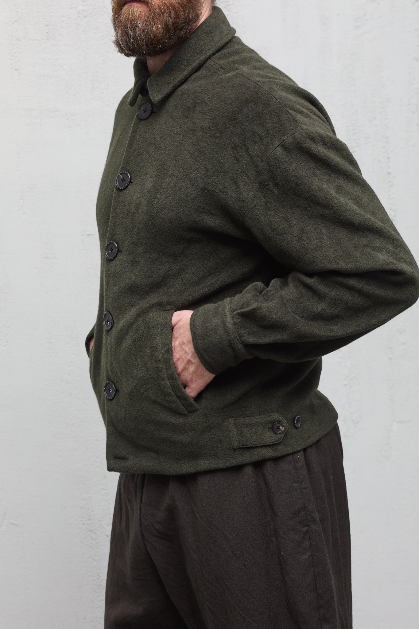 Geoffrey B. Small Men's Baracuta Jacket in Green Alashan 3 Ply Cashmere