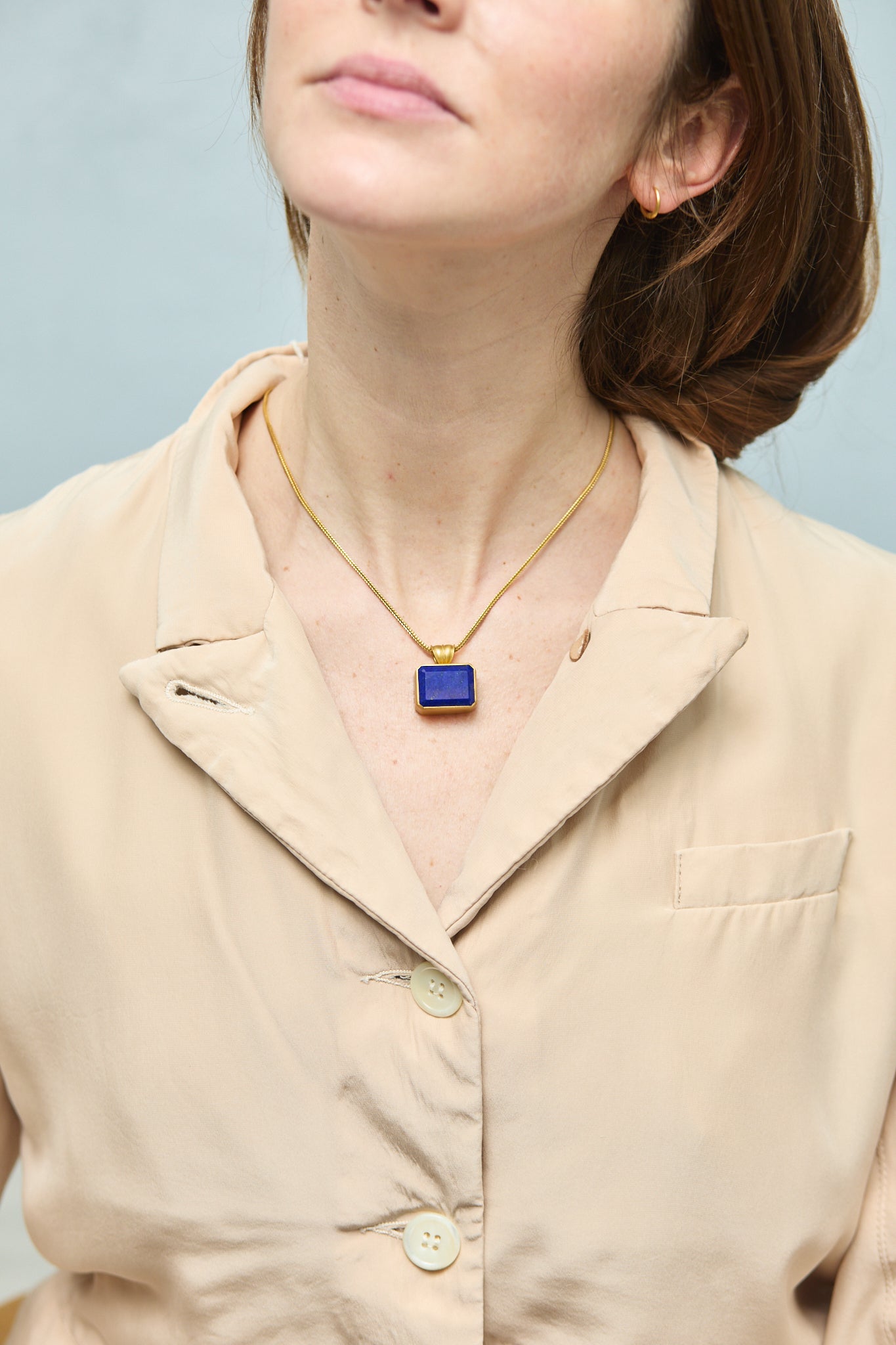 New Block Pendant | Lapis Lazuli 22ct Gold