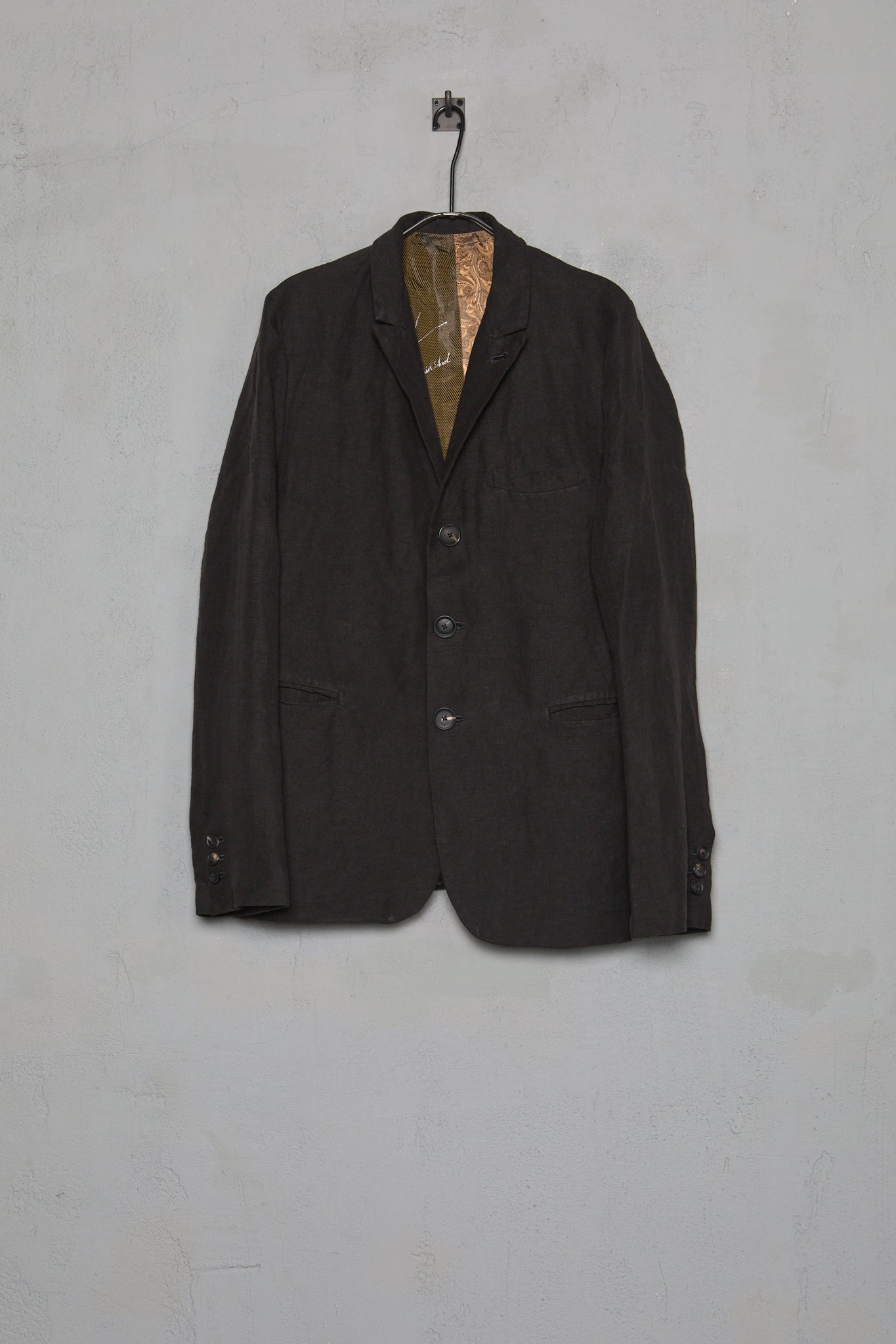 Geoffrey B. Small Men's Single Breasted 3 Button Jacket in Parisotto 'Sack Geo' Linen