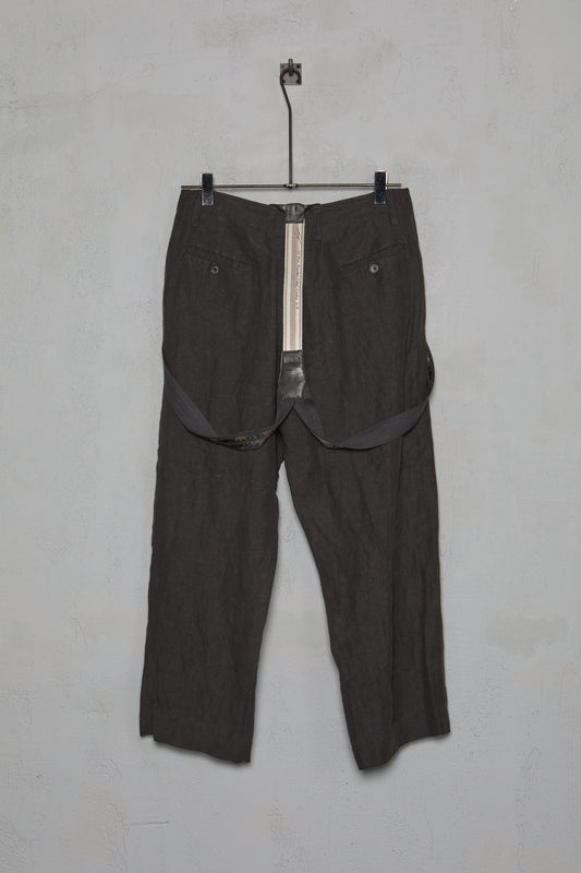 Geoffrey B. Small Men's 1940's Work Trousers with Suspenders in Parisotto 'Sack Geo' Linen