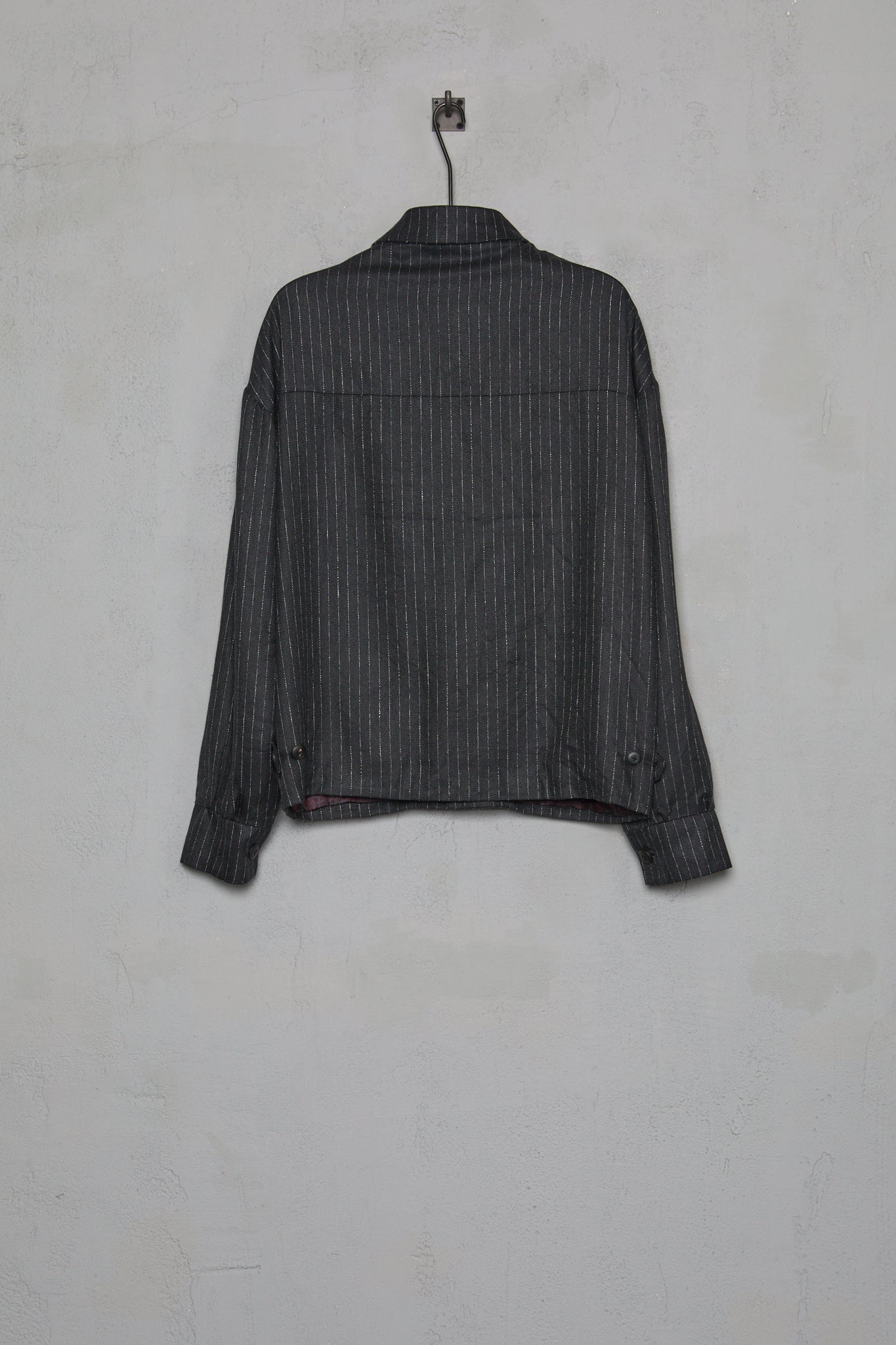 Geoffrey B. Small Men's 6 Button Workers Blouson in Parisotto 'Contrails' Chalk Striped Twill