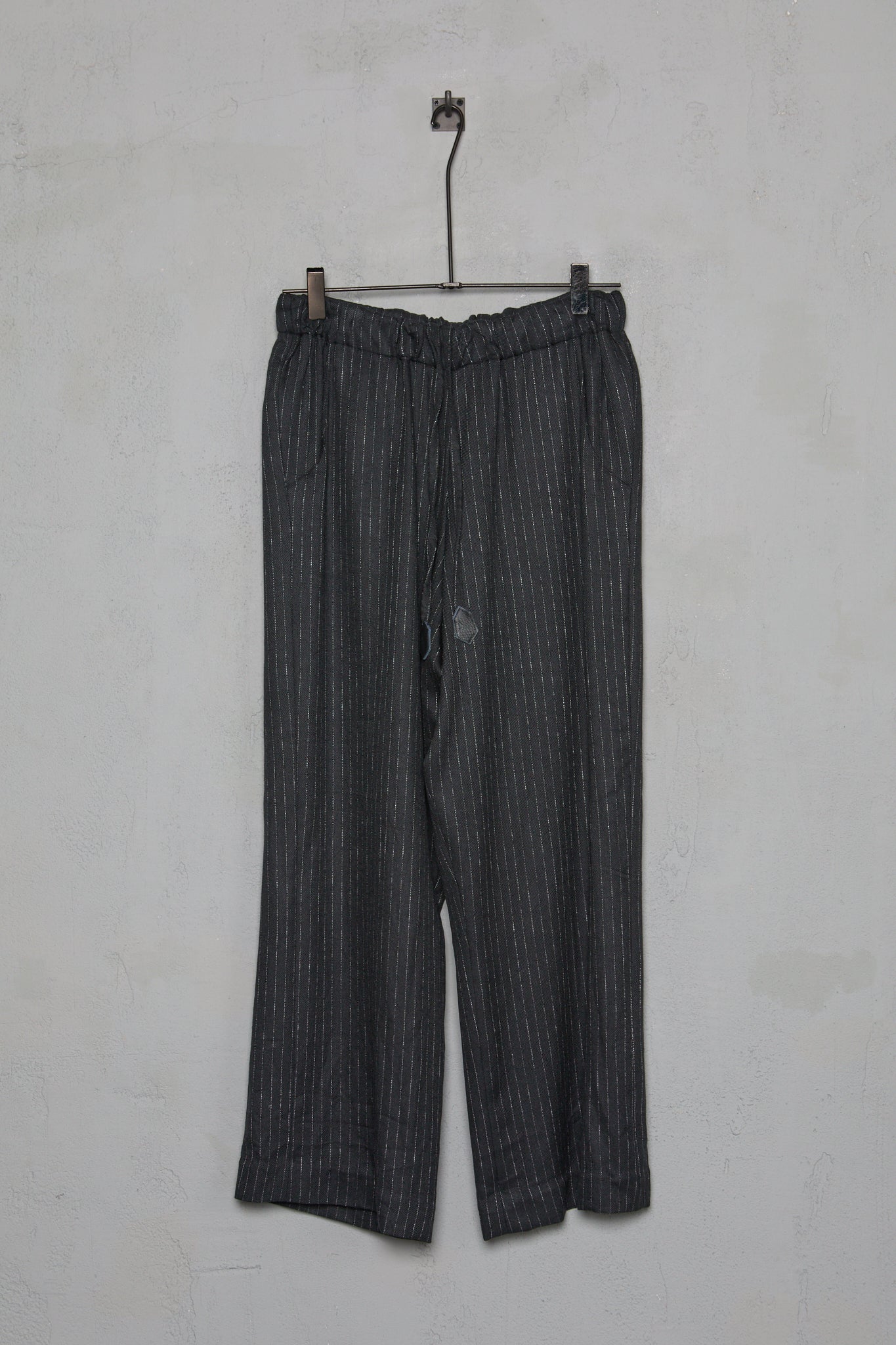 Geoffrey B. Small Men's Drawstring Trouser in Parisotto 'Contrails' Chalk Striped Twill