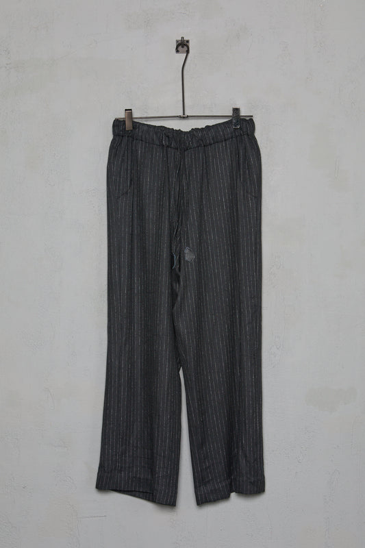 Geoffrey B. Small Men's Drawstring Trouser in Parisotto 'Contrails' Chalk Striped Twill