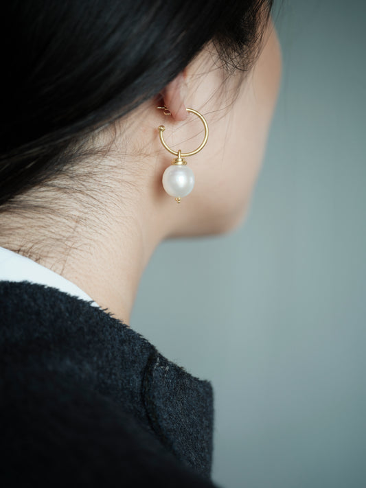 Prounis Hoop and Hook Earrings | South Sea Pearl