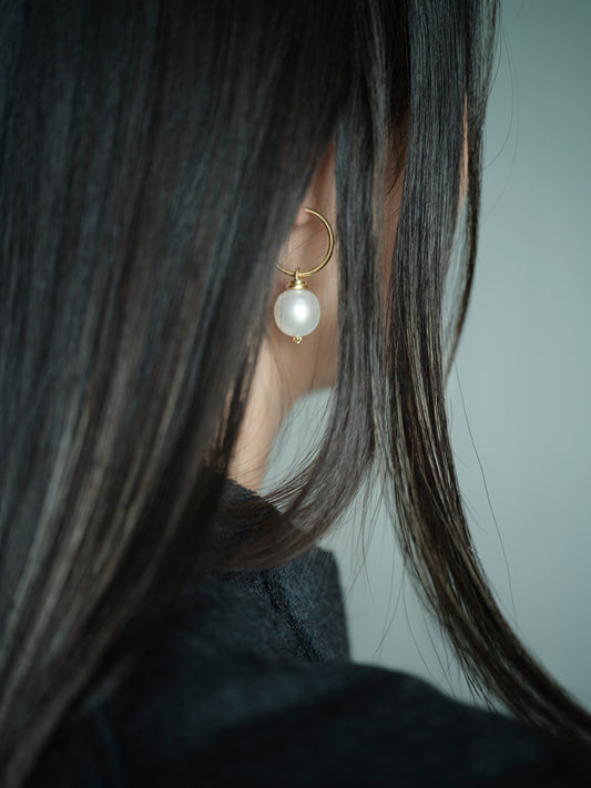 Prounis Hoop and Hook Earrings | South Sea Pearl