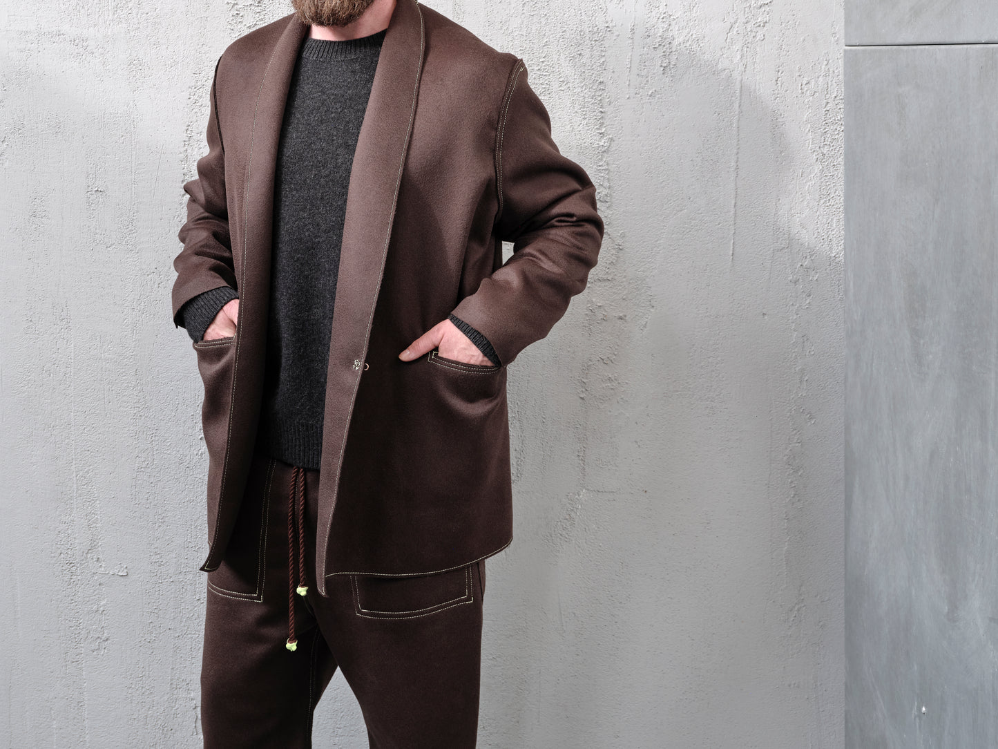 Anecho Men's Tailored Crossover Jacket in Cashmere