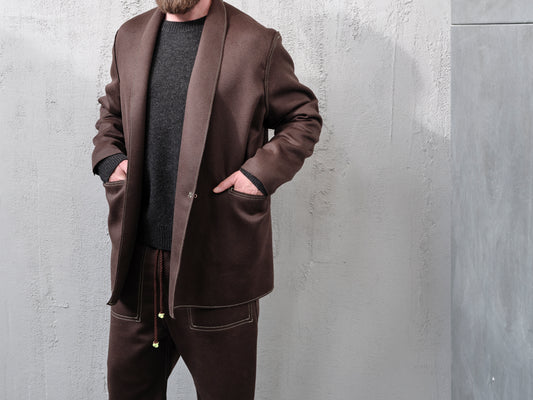 Anecho Men's Tailored Crossover Jacket in Cashmere