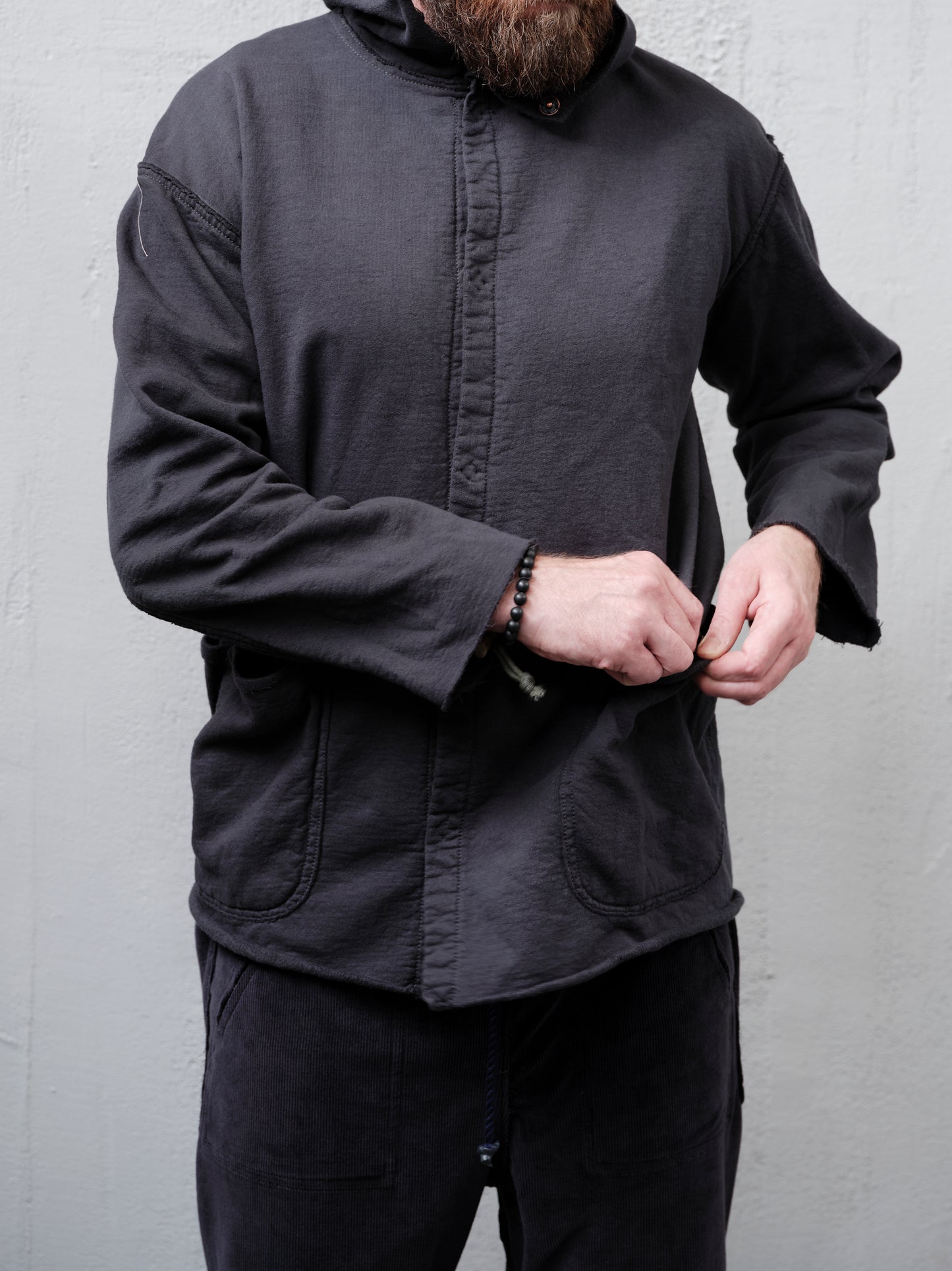 Anecho Men's Snap Front Hoodie in Fleece