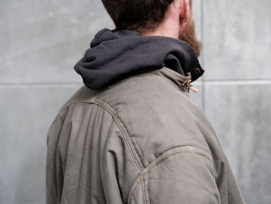 Anecho Men's Half Length Hooded Puffer Coat in Cotton