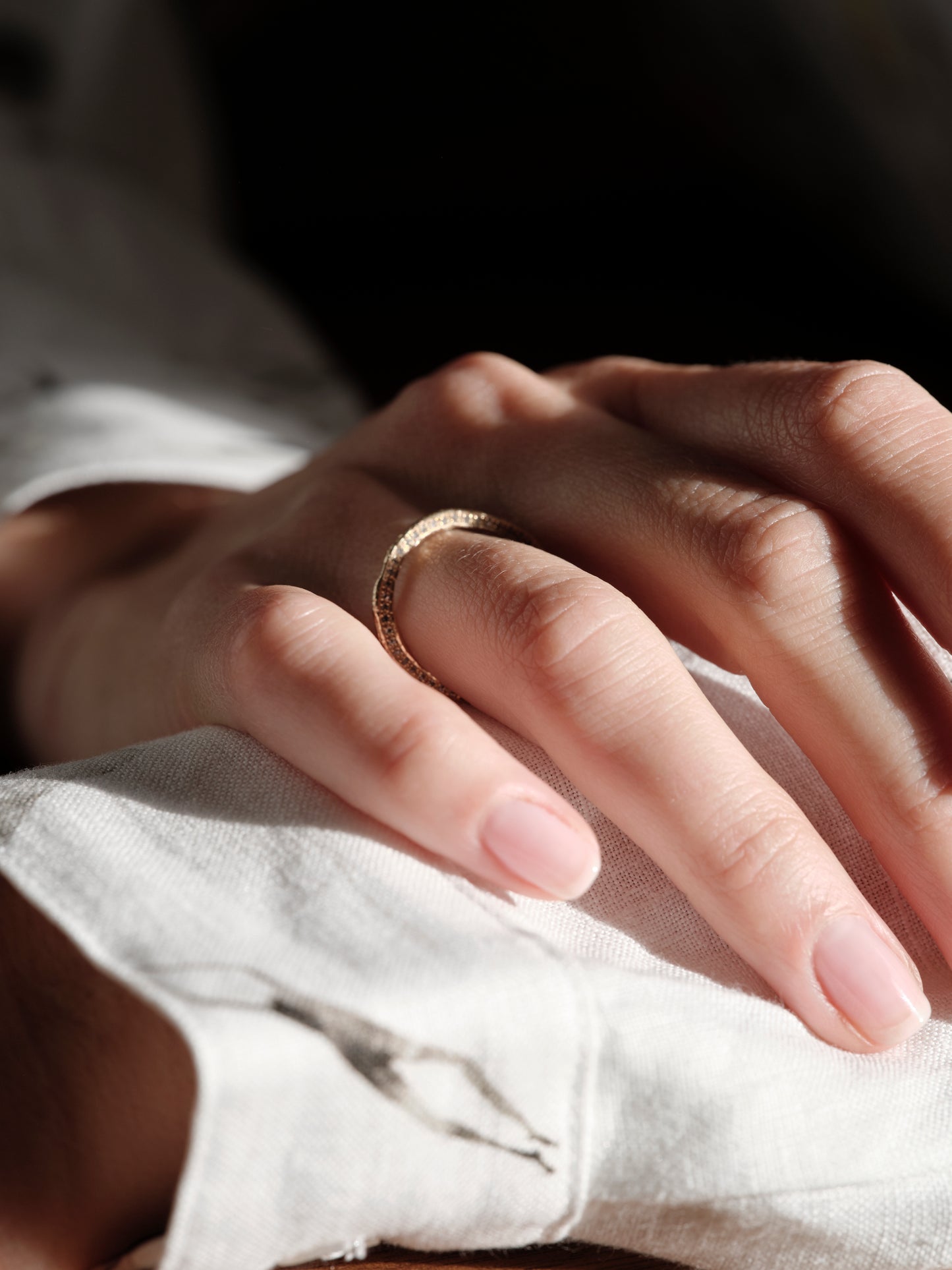 Alice Waese Pave Stacking Ring with Grey Diamonds