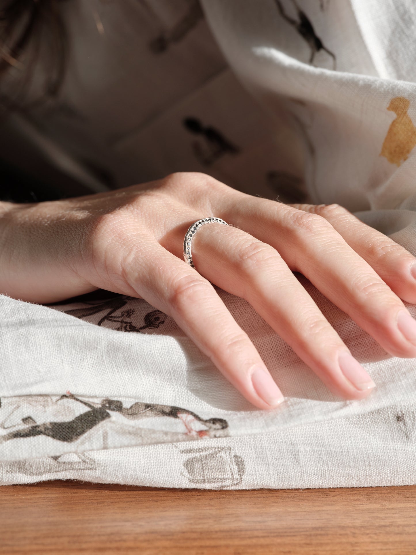 Alice Waese Pave Stacking Ring with Black Diamonds