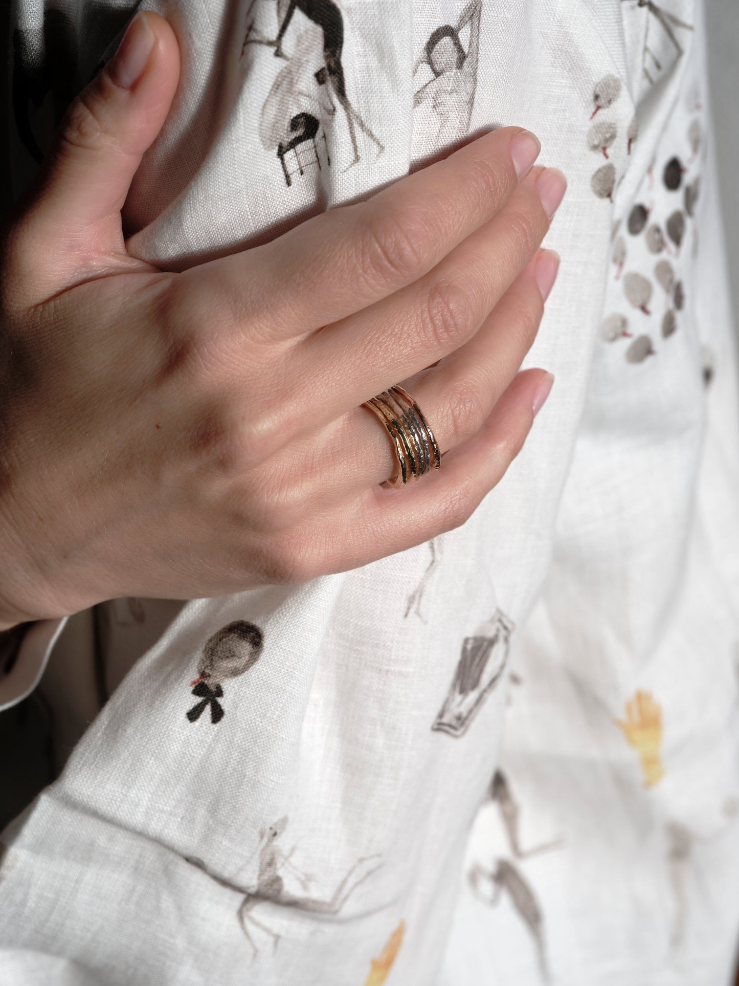 Alice Waese 5 Stacking Rings in Silver, Gold and Rose Gold