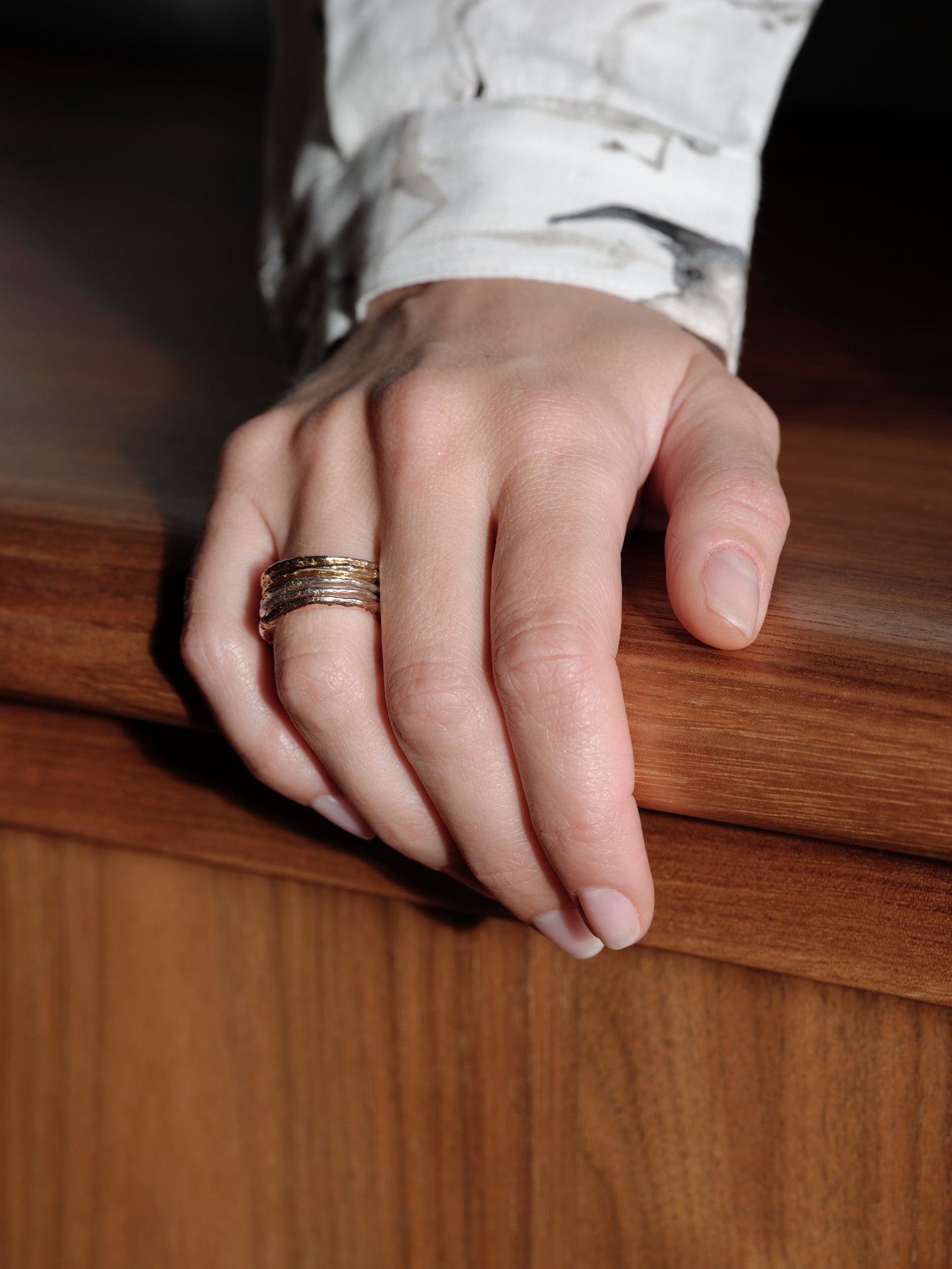 Alice Waese 5 Stacking Rings in Silver, Gold and Rose Gold