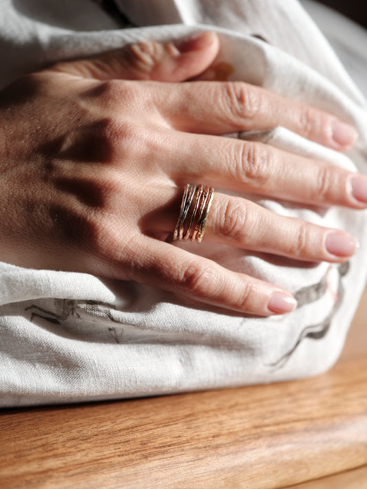 Alice Waese 5 Stacking Rings in Silver, Gold and Rose Gold