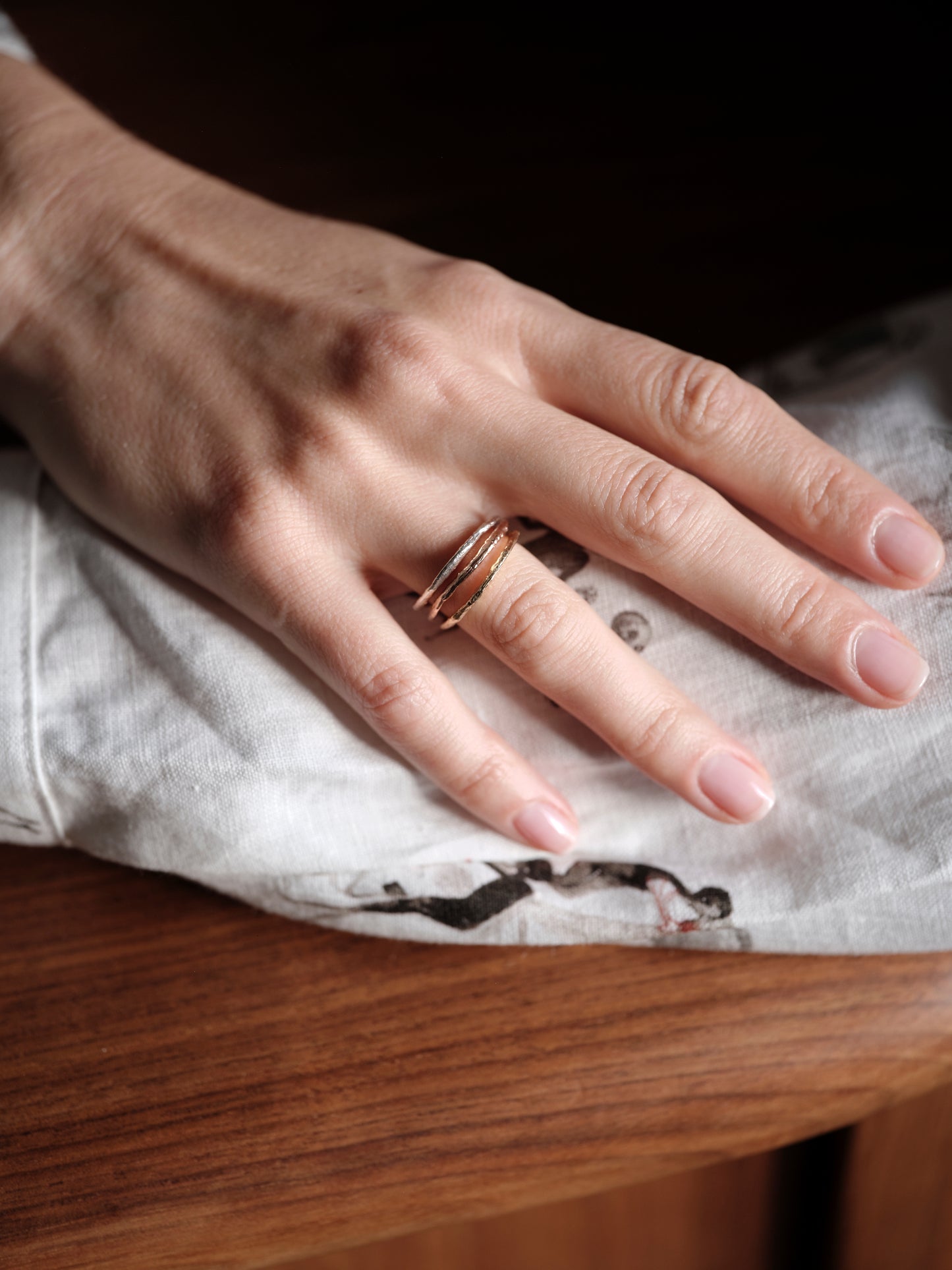 Alice Waese 3 Stacking Rings in Silver, Gold and Rose Gold