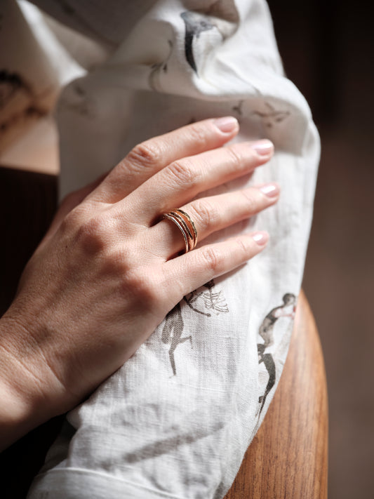 Alice Waese 3 Stacking Rings in Silver, Gold and Rose Gold